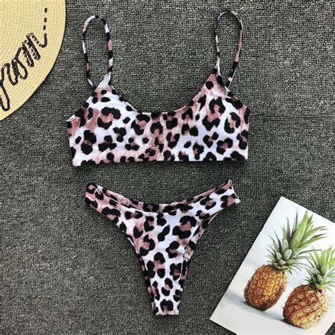 Sexy Leopard Bikinis Micro Bikini Set Push Up Thong Biquini High Cut Swimwear Women Mini
