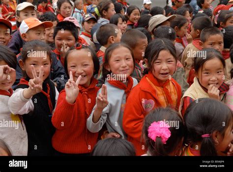 Chinese Children Playing During Recess In An Aba Prefecture School