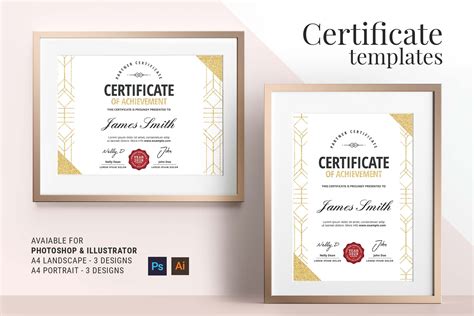 Art Deco Certificate Templates Stationery Templates Creative Market