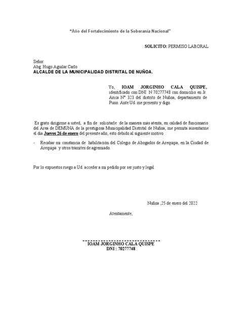 Solicitud de Permiso Laboral | PDF 