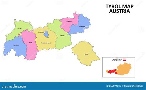 Tyrol Map District Map Of Tyrol Detailed Map Of Tyrol In Color With