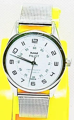 Round Hmt Pilot White Dial Men Wrist Watch For Formal At Rs In