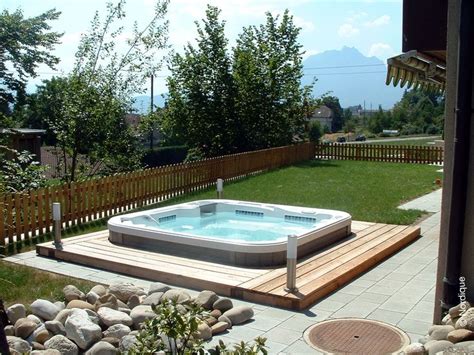 Jacuzzi Hot Tub In Summer Garden Decking Jacuzzi Outdoor Jacuzzi Hot Tub Backyard Pool