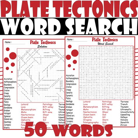 Plate Tectonics Word Search Puzzle Plate Tectonics Word Search