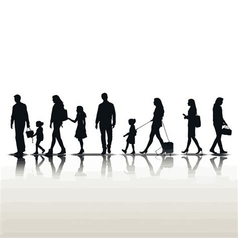 Premium Vector Black Silhouettes Of Families In Walking Vector