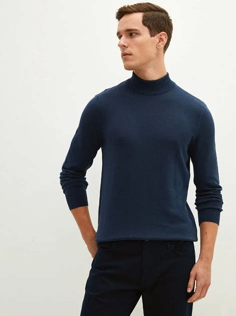 Мужской гольф LC Waikiki с высокой стойкой S Синий (LCWKnitwear-8324 ...