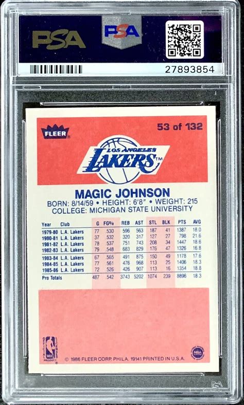 Fleer Magic Johnson Flawless Psa New Case The Magic