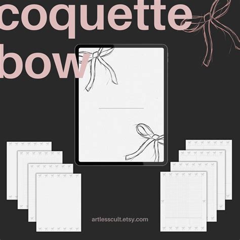 Bow Coquette Aesthetic Digital Notes Templates Instant Digital Download