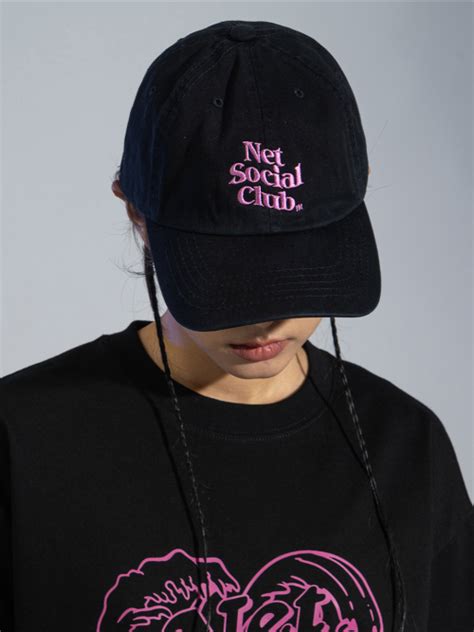 Musinsa Net Social Club Wave Logo Washed Cap Black