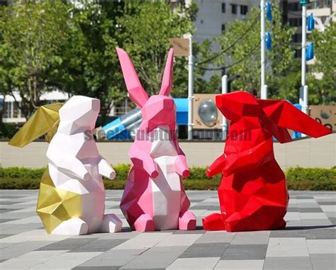 Stainless steel metal rabbit bunny sculpture