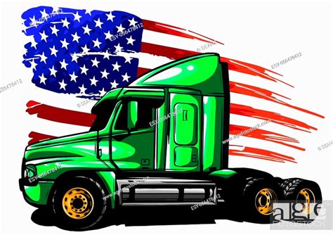 Classic American Truck Vector Illustration Stock Vector Vector And