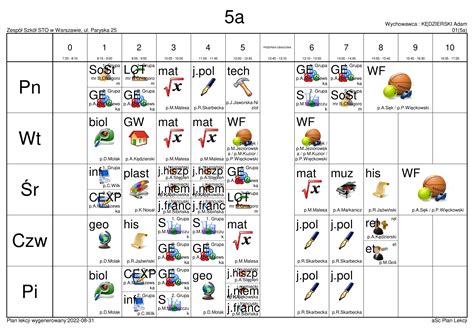 Plan Lekcji Pk Dwuj Zyczna Szko A Podstawowa Nr Sto Im