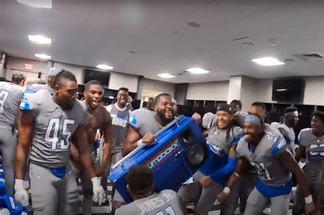 Video Detroit Lions Locker Room Celebration After Comeback Win Over