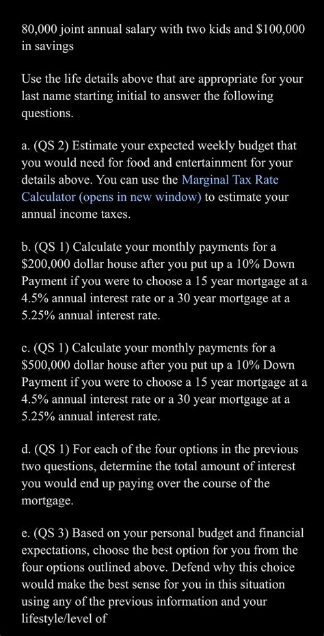 Solved 80,000 ﻿joint annual salary with two kids and | Chegg.com