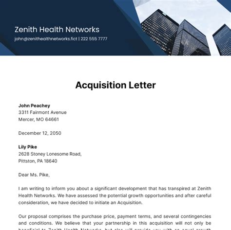 Free Acquisition Letter Templates And Examples Edit Online And Download