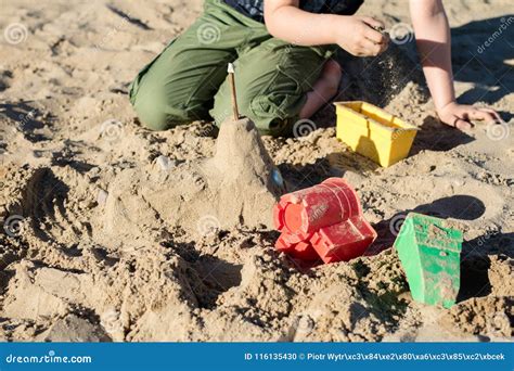 Locks On The Sand Fun In The Sand On The Beach On A Sunny Day Stock