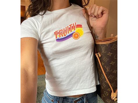 Fruity Baby Tee Pride Aesthetic Y2k Babytee Crop Tops Lesbian Shirts Graphic Babytees Lesbian