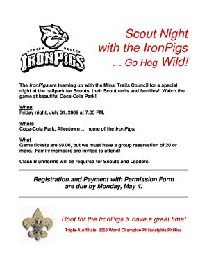 Fillable Online Troop72campspirit Scout Night With The IronPigs BSA