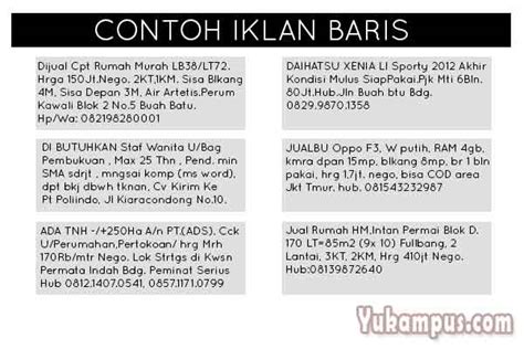 Contoh Iklan Baris Yang Benar Ujian