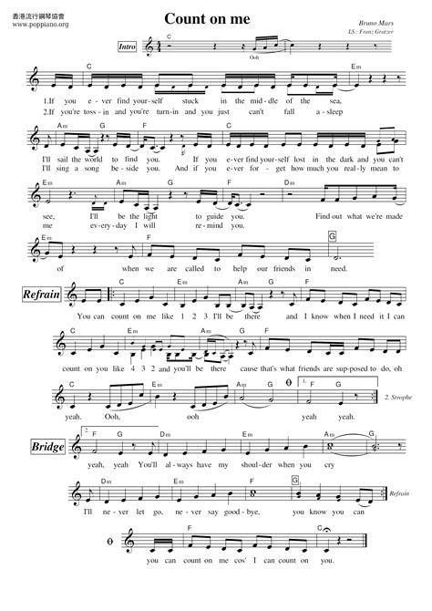 Bruno Mars Count On Me Sheet Music Pdf Free Score Download ★