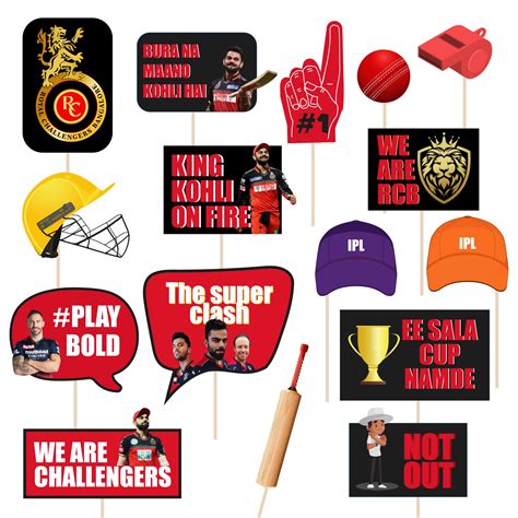 Buy Festiko Team RCB Photo Booth Props 16 Pcs IPL Props Cricket