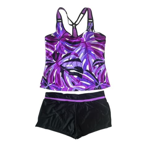 Zeroxposur Womens O Ring Action Tankini And Short Swimsuit Set Salvia