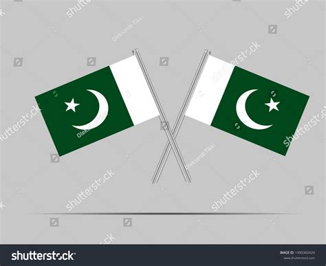 Two Metall Flagpole Beautiful National Flag Stock Vector Royalty Free