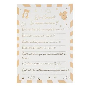 CARTES Qui Connait Mieux Maman BABY NUDE CAMEL ET OR X10
