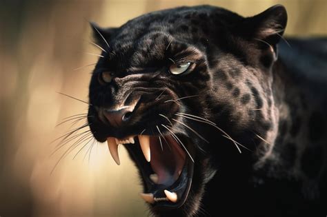 Premium Photo | Angry black panther in the jungle filmy photography