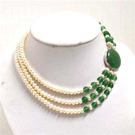 Freshwater Pearl And Jade Necklace