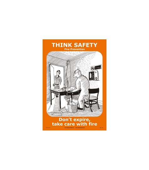 Safety Training Posters Think Safety White Vinyl Poster Fire