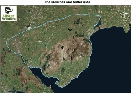 Map Of The Mournes And Buffer Area The Isolated Mournes Plain Is Situated