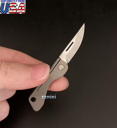 mini knife real titanium alloys miniature tiny working pocket keychain