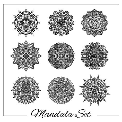 Set Of Mandalas Geometric Circular Ornament Set Isolated Vector