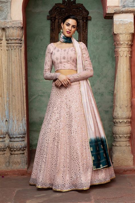 Dusted Pink Lehenga With Fancy Sequince Work And Glistening Etsy