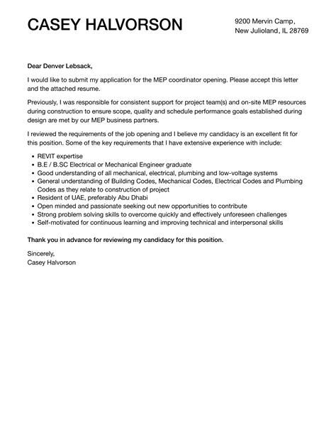 Mep Coordinator Cover Letter Velvet Jobs