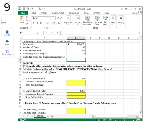 Solved 9 Bond Pricing using the Excel PV 1. Calculate the | Chegg.com