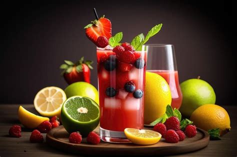 Premium Ai Image Fresh Summer Fruit Cocktail Healthy And Refreshing