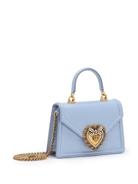 Dolce Gabbana Small Devotion Leather Bag Blue Farfetch