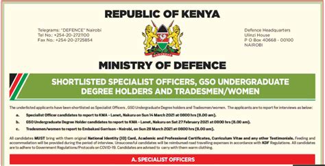 Kenya Defence Forces Shortlisted Candidates Kdf Shortlist