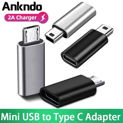 Mini Usb To Type C Adapter 5 Pin Male Mini Usb To Female Usb Type C Data Transfer Connector For