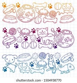 Hand Drawn Doodle Pets Stuff Supply Stock Vector Royalty Free