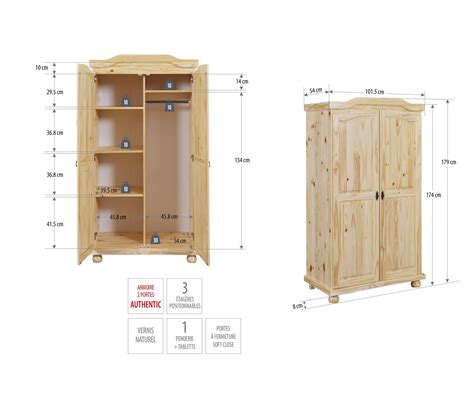 Armoire Portes Authentic En Pin Massif Naturel Vernis Armoire But