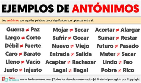 Ejemplos De Antónimos