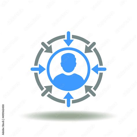 Vector Illustration Of Man With Arrows Inside Center Icon Of Customer