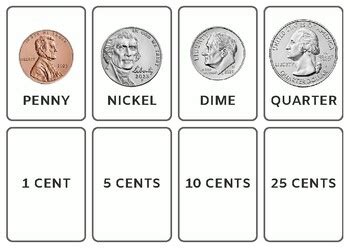 U.S. Coins Printable Flashcards, Matching, and Manipulatives | TPT