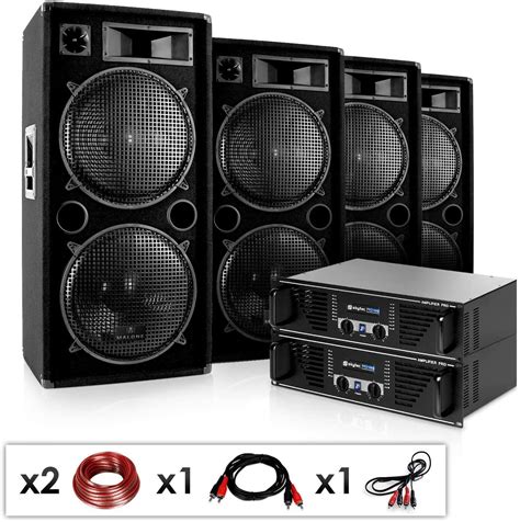 Pack DJ Sono Complet 4000W 4 Enceintes 2 Amplis Mosfet Enceinte Sono