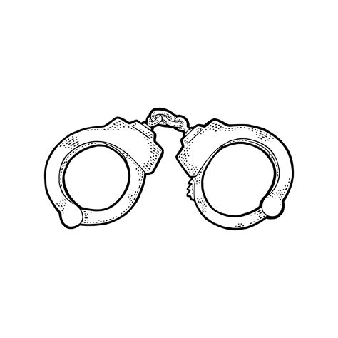 Premium Vector Handcuffs Engraving Vintage Vector Black Illustration Isolated On White