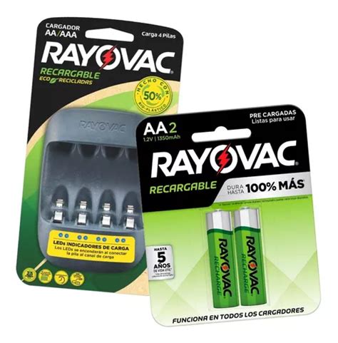 Cargador De Pilas Rayovac Usb 2 Pilas Recargables Aa