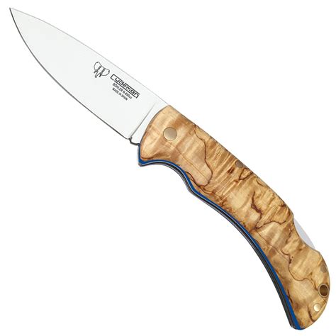 Cudeman Galatea Back Lock Folding Knife Curly Birch Wood Satin